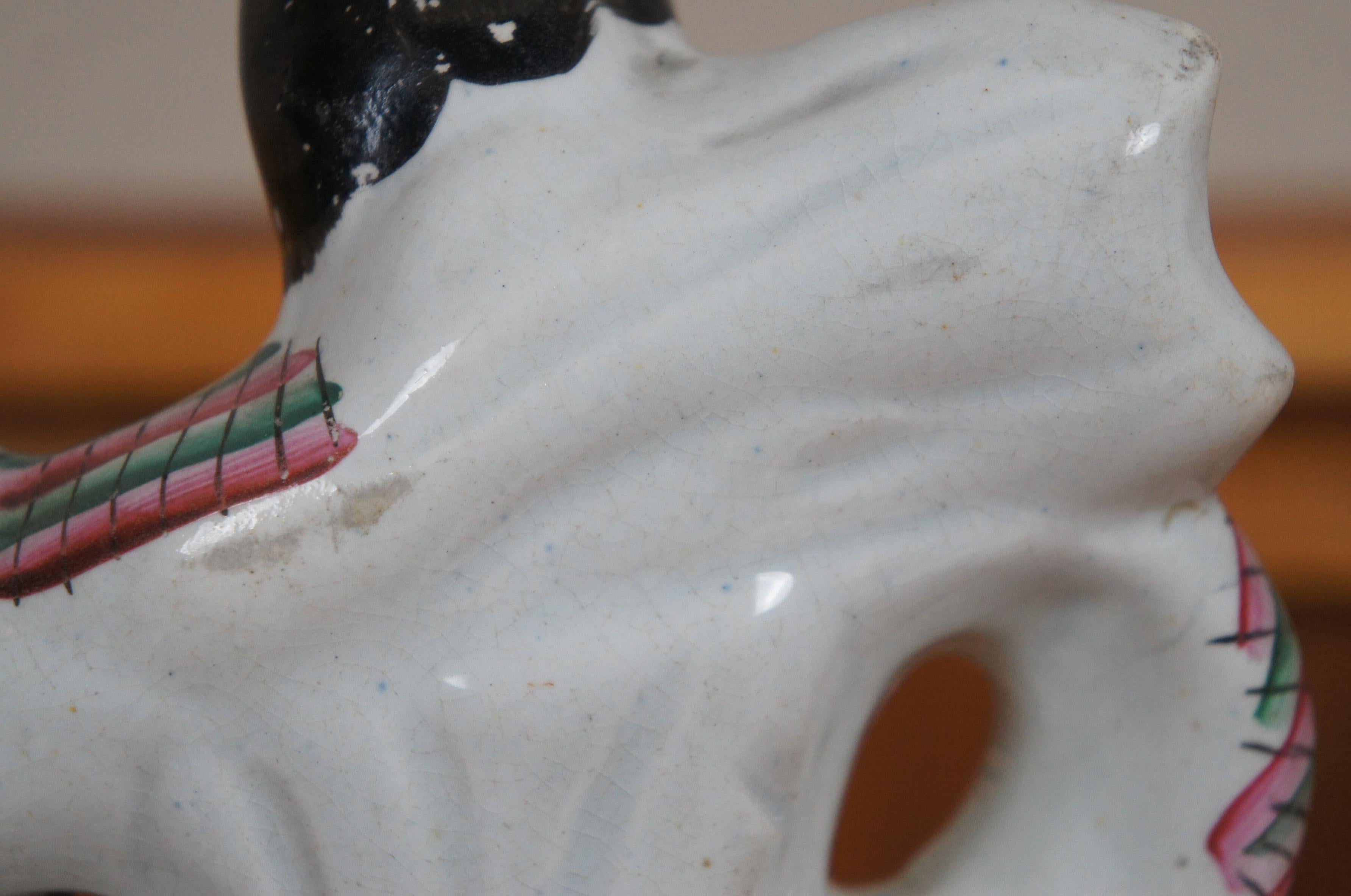 Antique Mid Century Antiques Staffordshire Porcelain Samson & the Lion Figurine 12