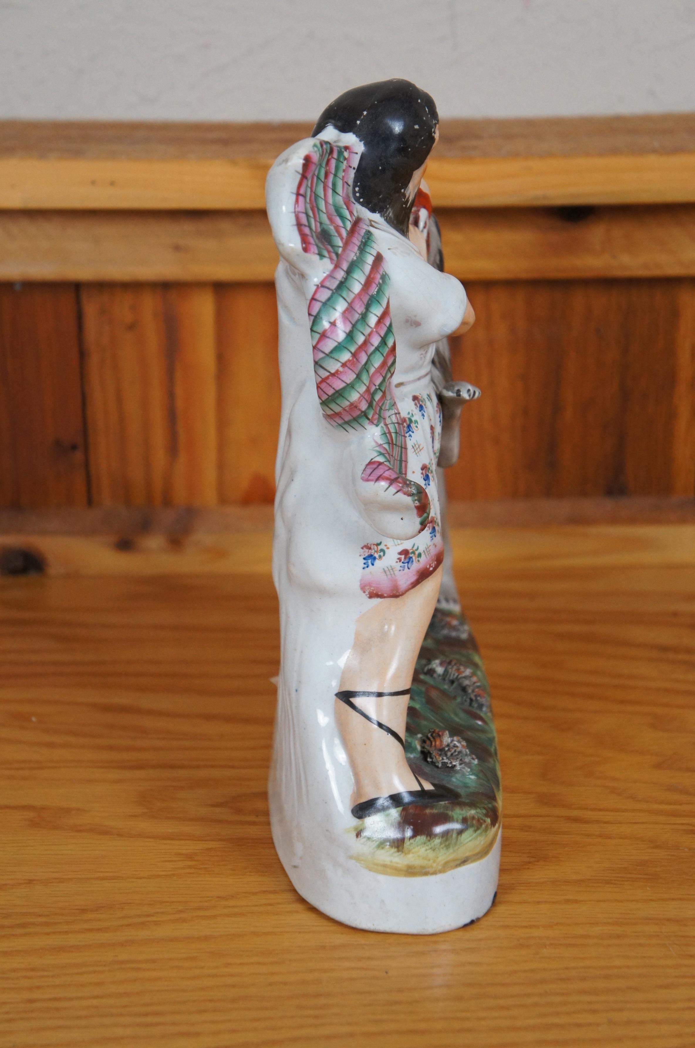 XIXe siècle Antique Mid Century Antiques Staffordshire Porcelain Samson & the Lion Figurine 12