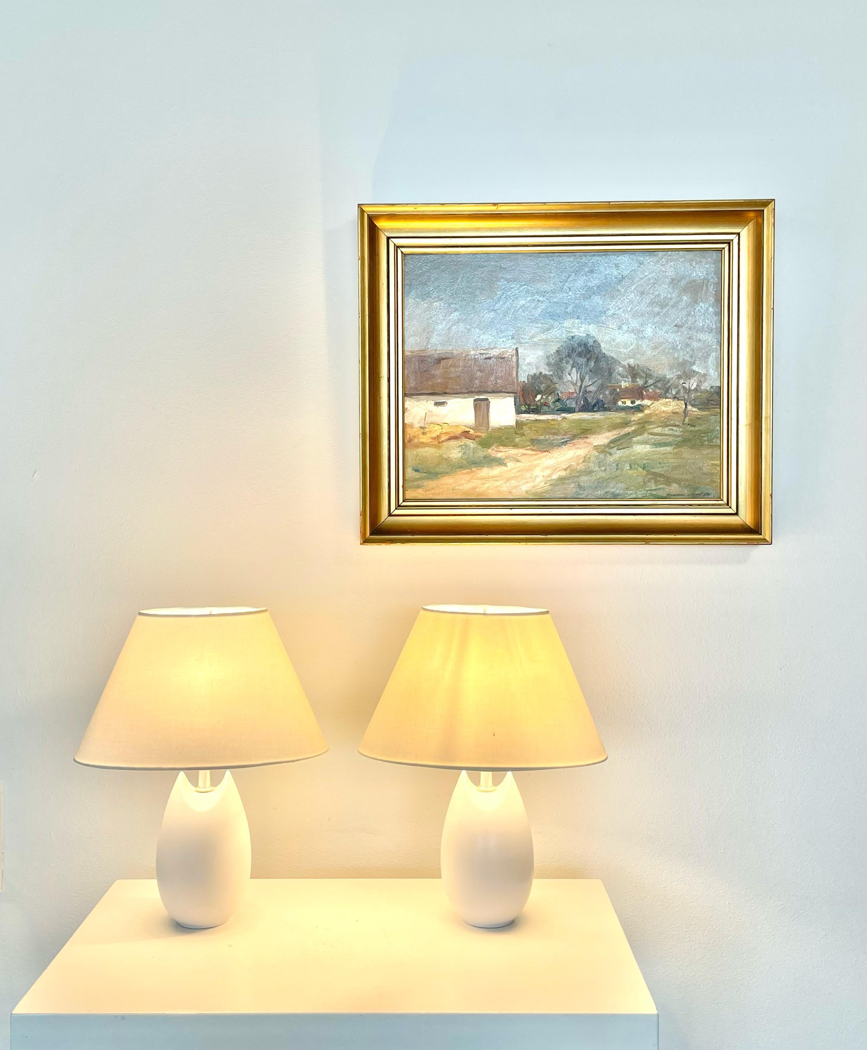 Antique early 20th century oil painting of countryside houses by Jacob Meyer Danés en venta