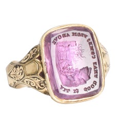 Antique Mid-Victorian Amethyst Intaglio Signet Ring