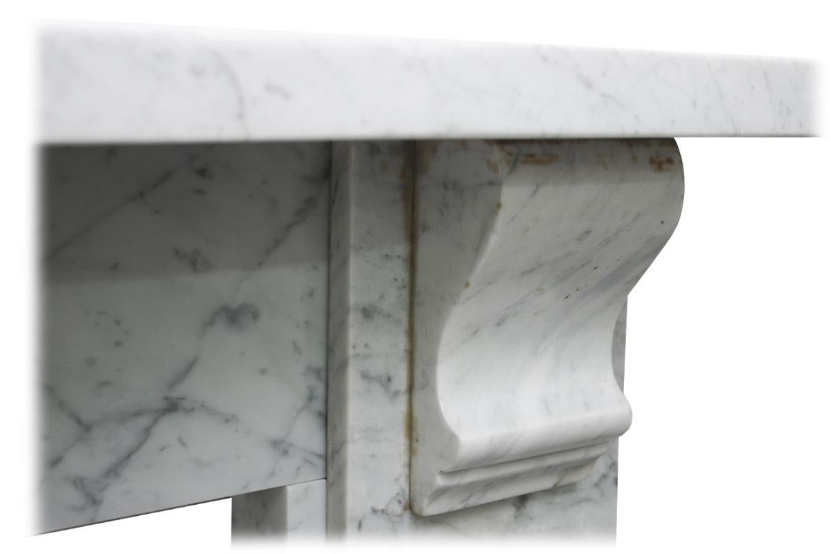 Mid-19th Century Antique Mid Victorian Carrara Marble Fireplace Surround