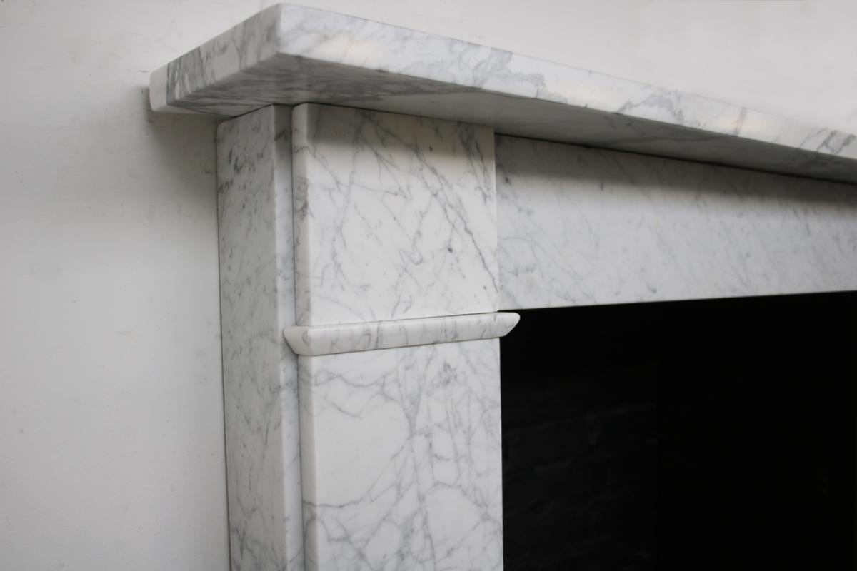 19th Century Antique Mid Victorian Carrara Marble Fireplace Surround