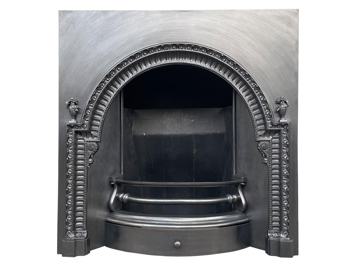 Cast Antique mid Victorian cast iron arched fireplace insert