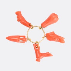 Antique Mid-Victorian Coral Amulets Pendant
