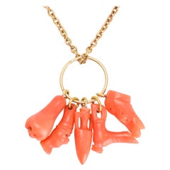 Antique Mid-Victorian Coral Amulets Pendant