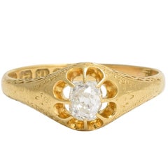 Antique Mid-Victorian Cushion Cut Diamond Solitaire Ring