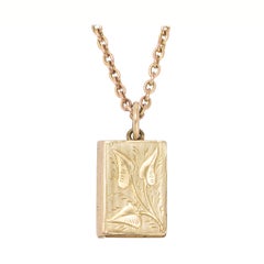 Antique Mid-Victorian Gold Book Locket Pendant