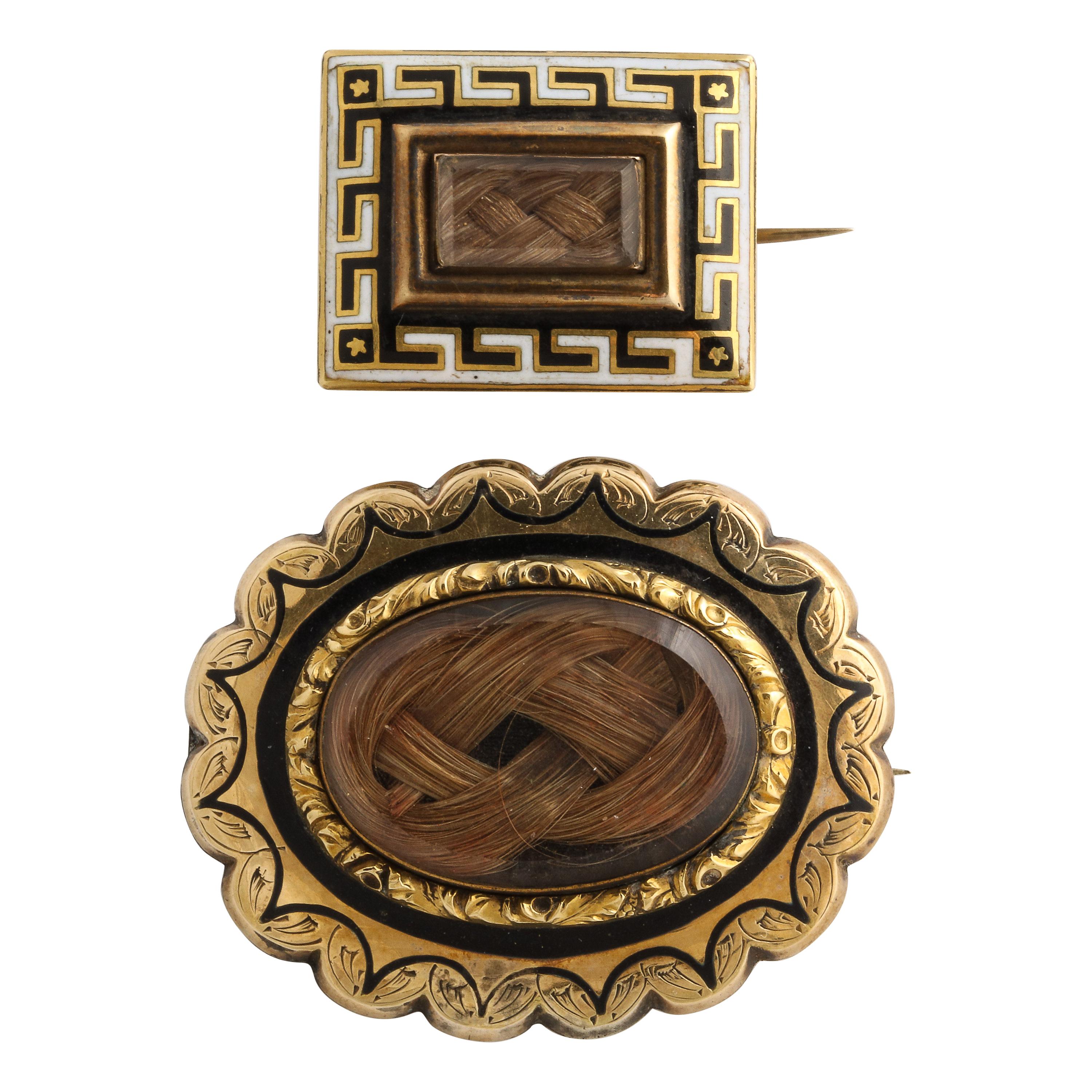 Antique Mid Victorian Gold Memorial Pins