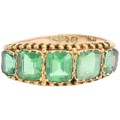 Antique Mid-Victorian Green Paste 5-Stone Ring