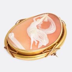Antique Mid-Victorian Iris Shell Cameo Brooch