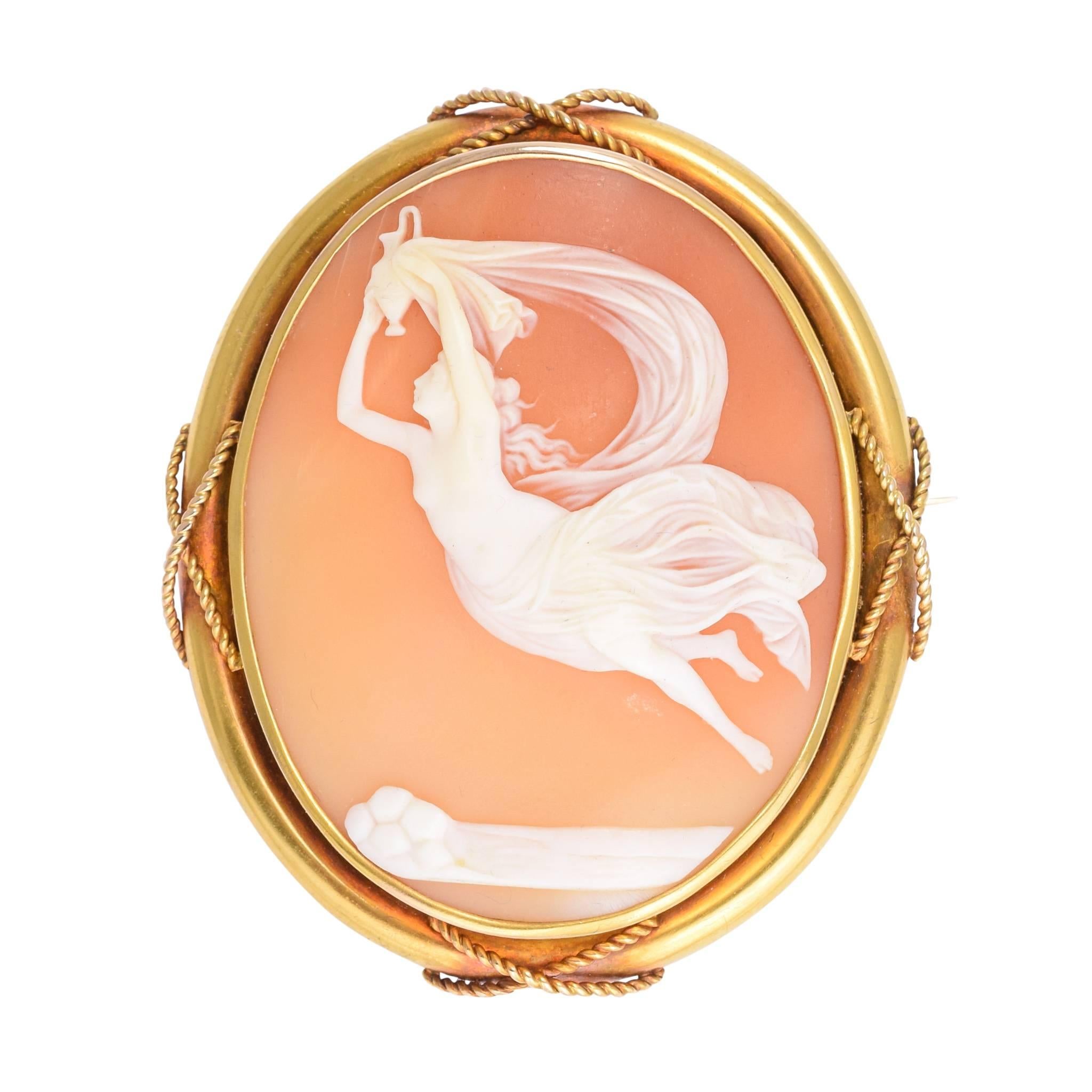 Antique Mid-Victorian Iris Shell Cameo Brooch