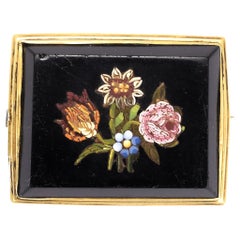 Antique Mid-Victorian Language of Flowers Micromosaic Brooch