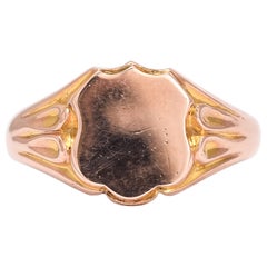Antique Mid Victorian Rose Gold Shield Signet Ring