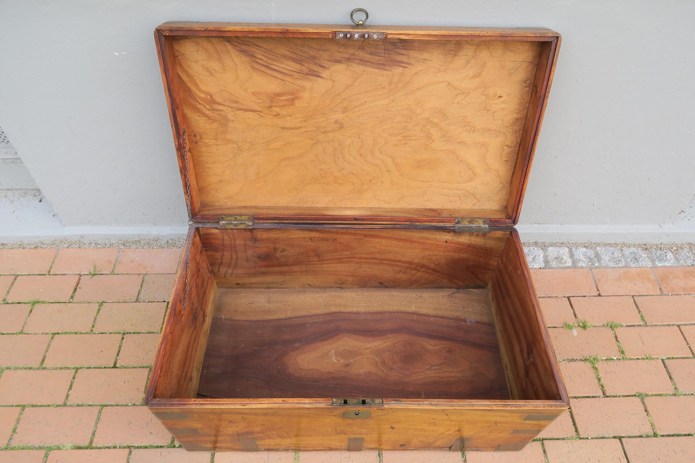 baúl militar antiguo de madera de alcanfor maciza de mediados de la época victoriana en venta 1