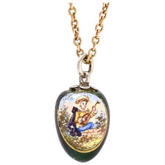 Antique Mid-Victorian Swiss Enamelled Egg Pendant