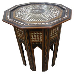 Antique Middle Eastern Arabesque Style Mother of Pearl Inlaid Table