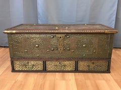 Antique Middle Eastern Brass-Clad Wood Sailor’s Chest