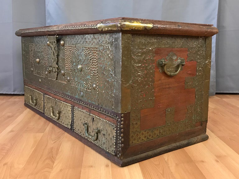 Antique Middle Eastern BrassClad Wood Sailor’s Chest at 1stDibs