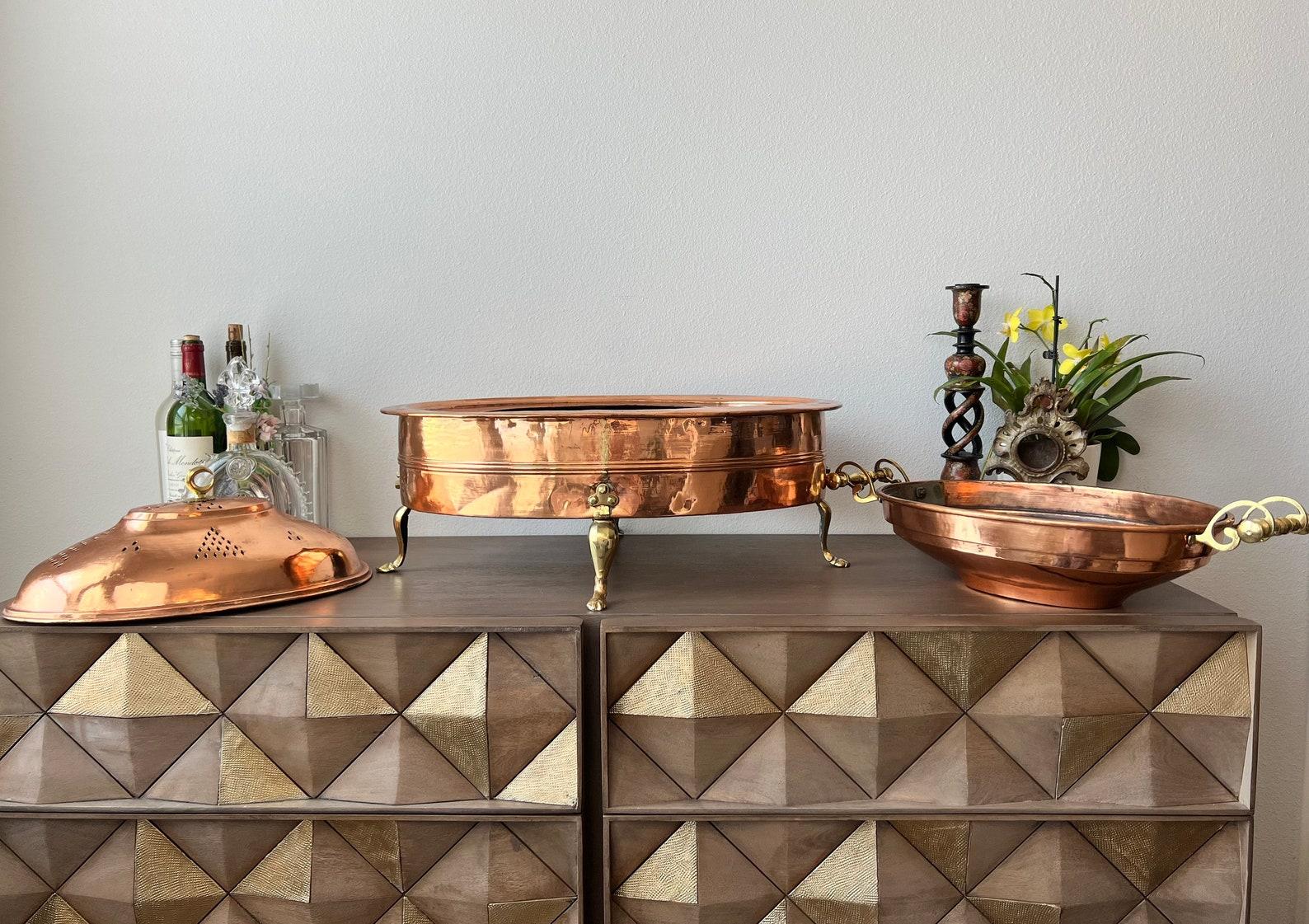 Antique Middle Eastern Copper & Brass Chafing Dish 2