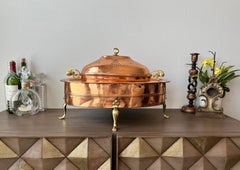 Antique Middle Eastern Copper & Brass Chafing Dish