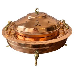 Antique Middle Eastern Copper & Brass Chafing Dish
