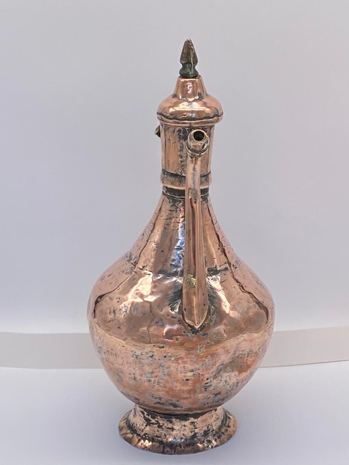 Antique Middle Eastern Copper Coffee Pot In Good Condition For Sale In Ipswich, GB