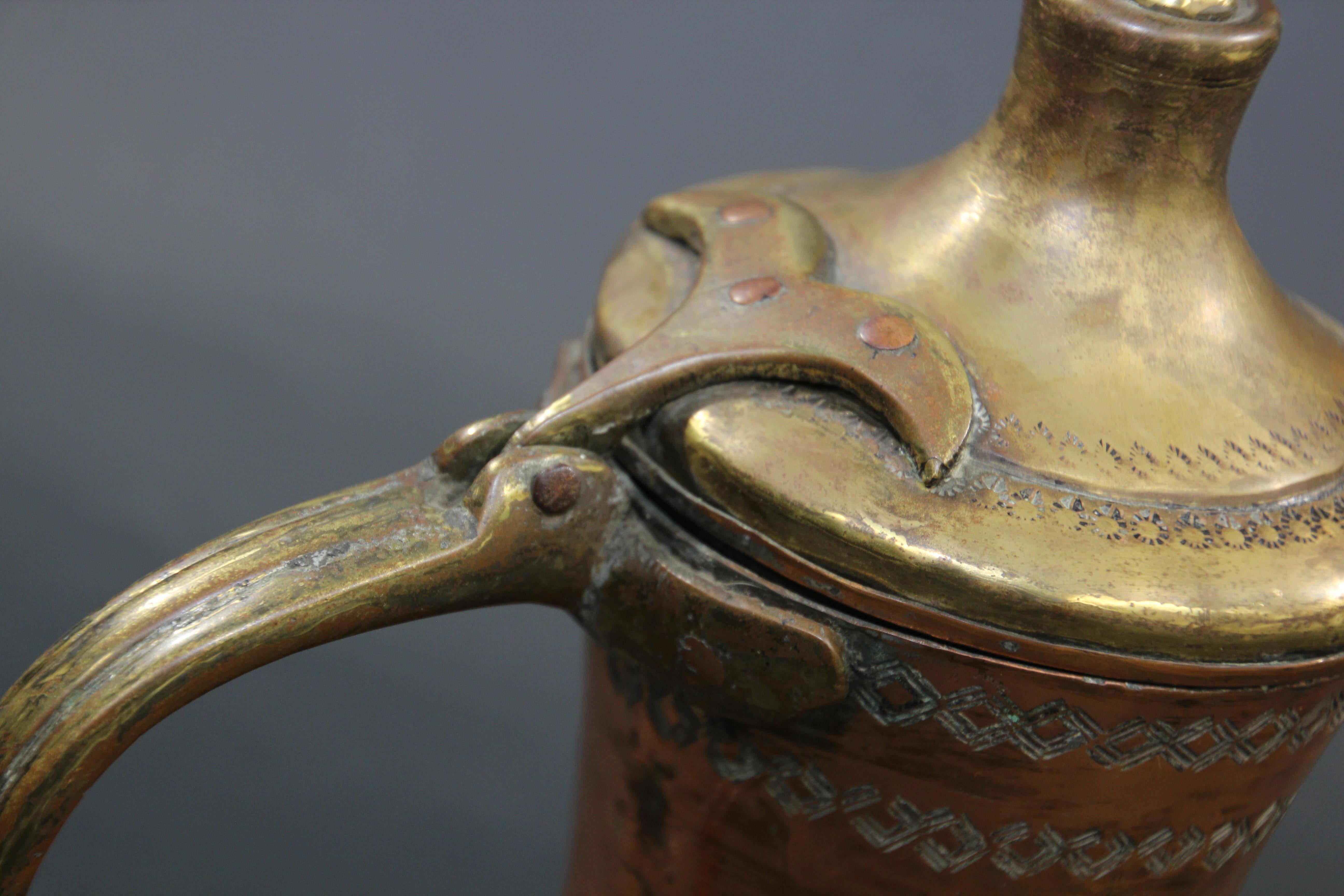 Antique Brass Middle Eastern Dallah Arabic Coffee Pot For Sale 2