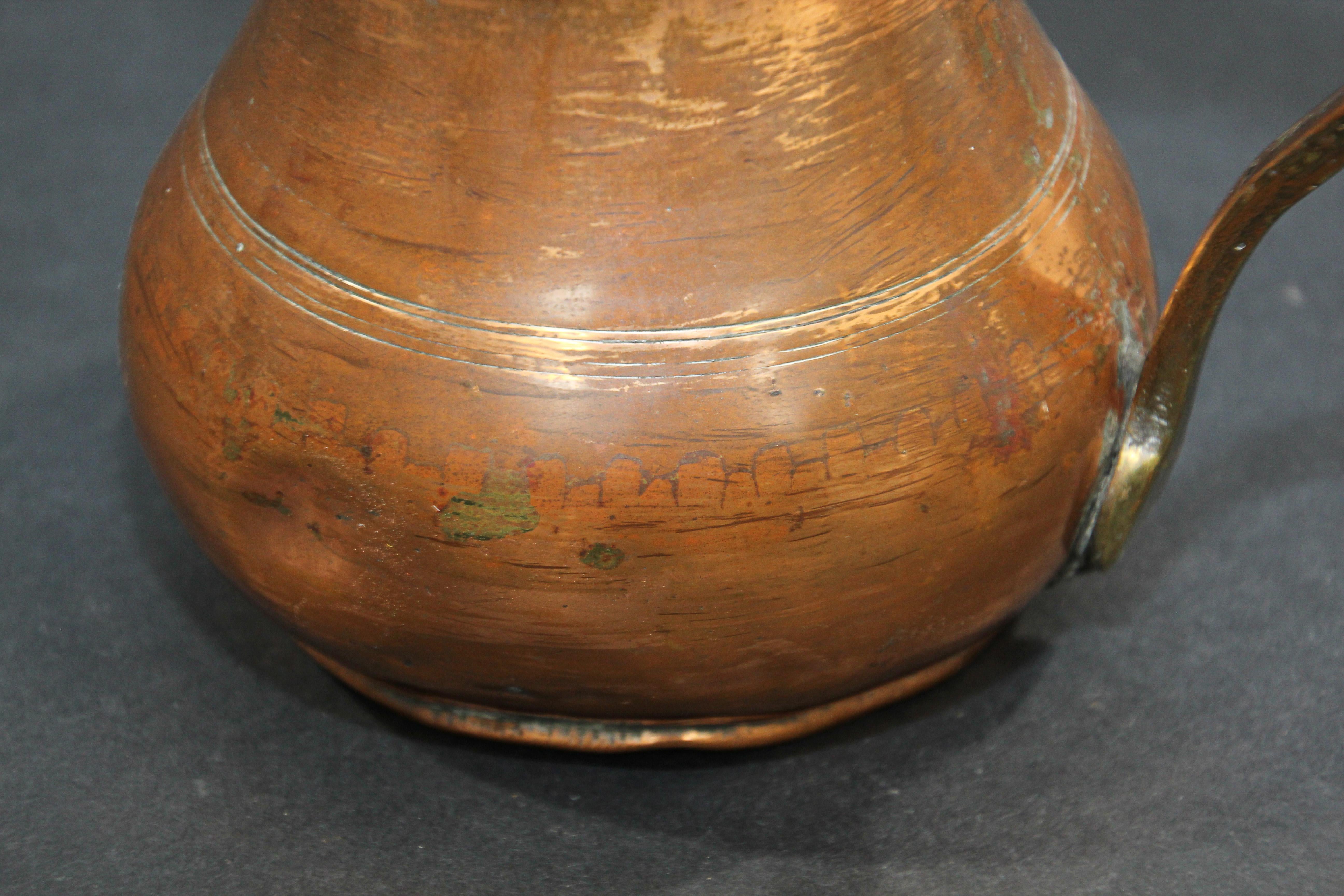 Moorish Antique Brass Middle Eastern Dallah Arabic Coffee Pot For Sale