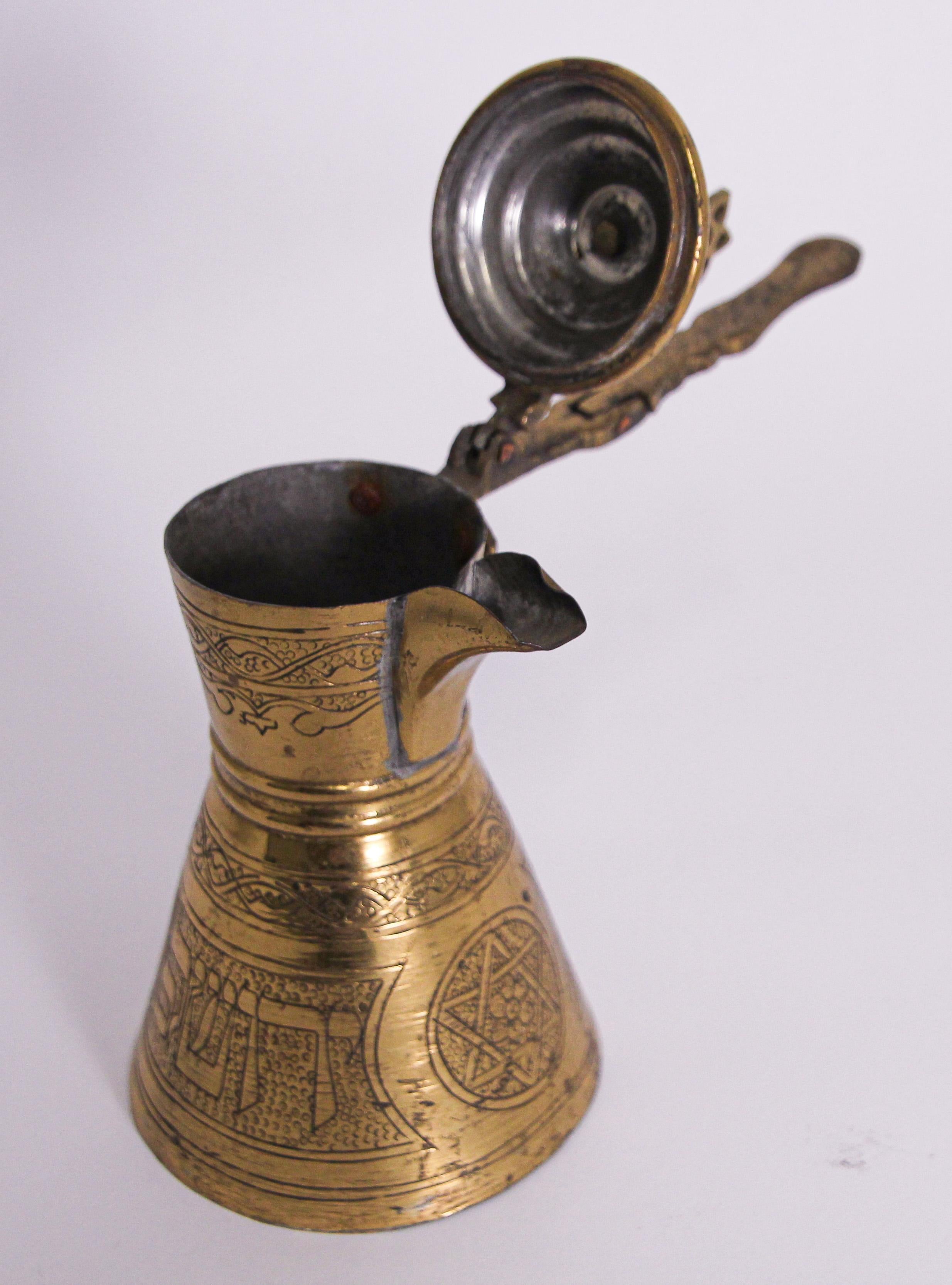 Antique Middle Eastern Dallah Judaica Brass Coffee Pot 3