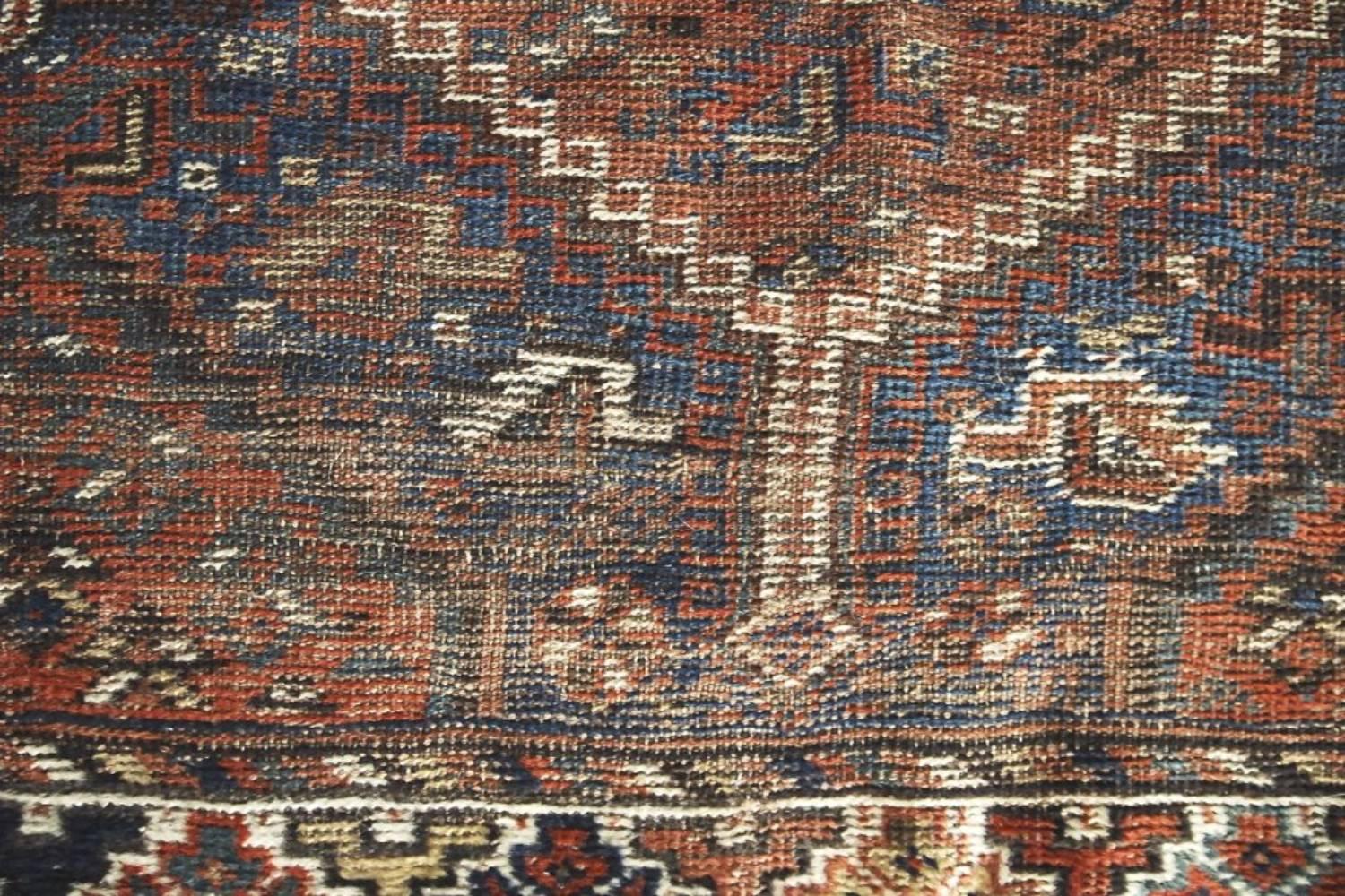 Ancien tapis Shiraz tissé à la main au Moyen-Orient, années 1850 Bon état - En vente à Warszawa, Mazowieckie
