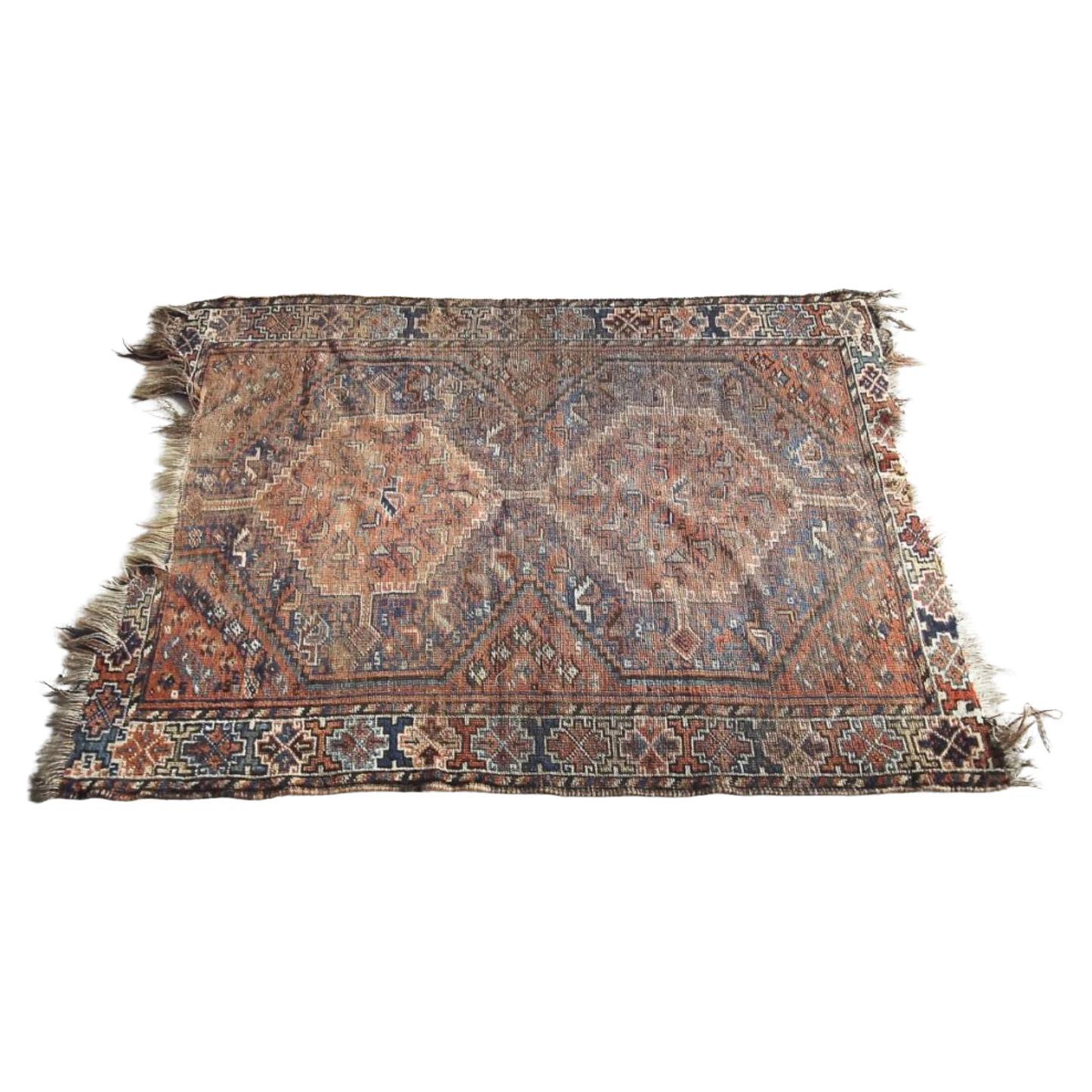 Ancien tapis Shiraz tissé à la main au Moyen-Orient, années 1850