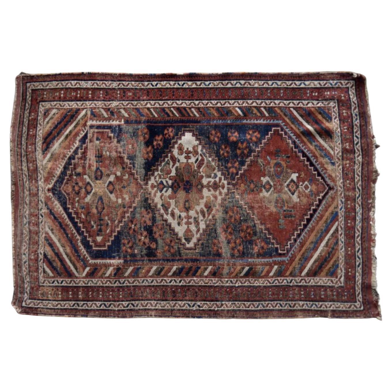 Ancien tapis Shiraz tissé à la main au Moyen-Orient, années 1890 en vente