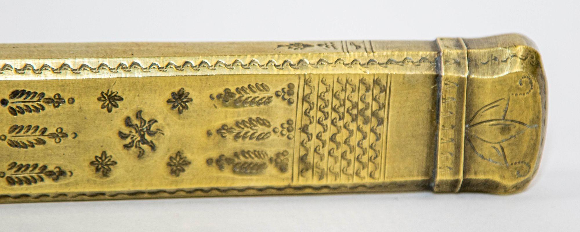 Antique Middle Eastern Islamic Brass Inkwell Qalamdan, circa 1850 For Sale 4
