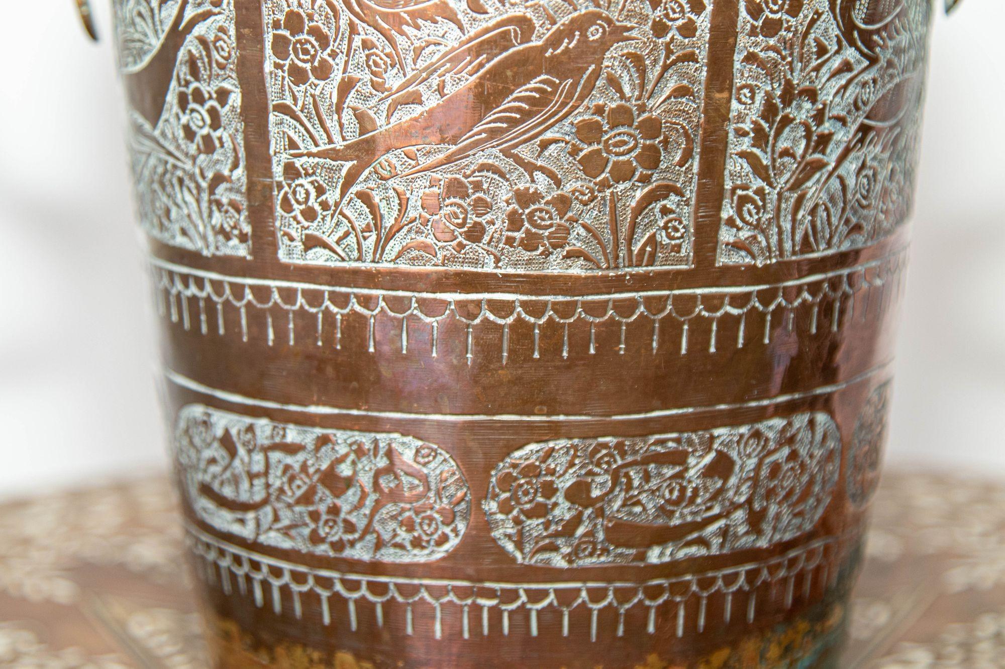 Antique Middle Eastern Islamic Copper Vase with Handles For Sale 2