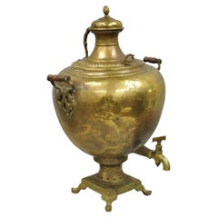 Antique Middle Eastern Moroccan Giant 30" Brass Bulbous Samovar with Handles