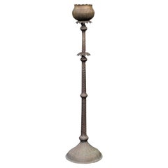 Antique Middle Eastern Moroccan Moorish Incised Copper Floor Lamp Torchiere