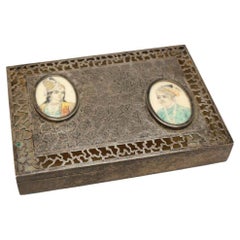 Antique Middle Eastern Sterling Silver Pierced Potpourri Box, Mini Portraits