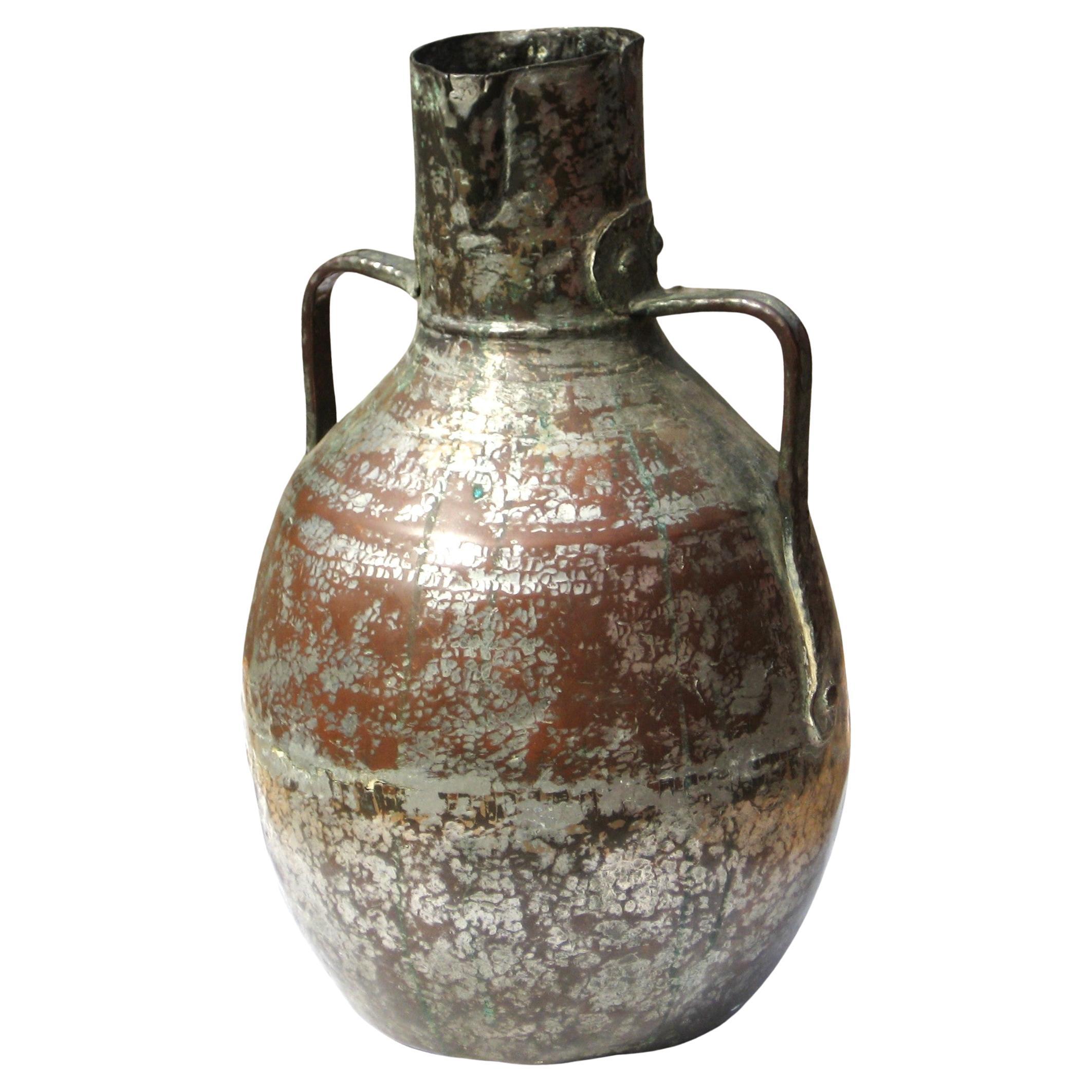 Antique Middle Eastern Silver Tinned Copper Vessel 3