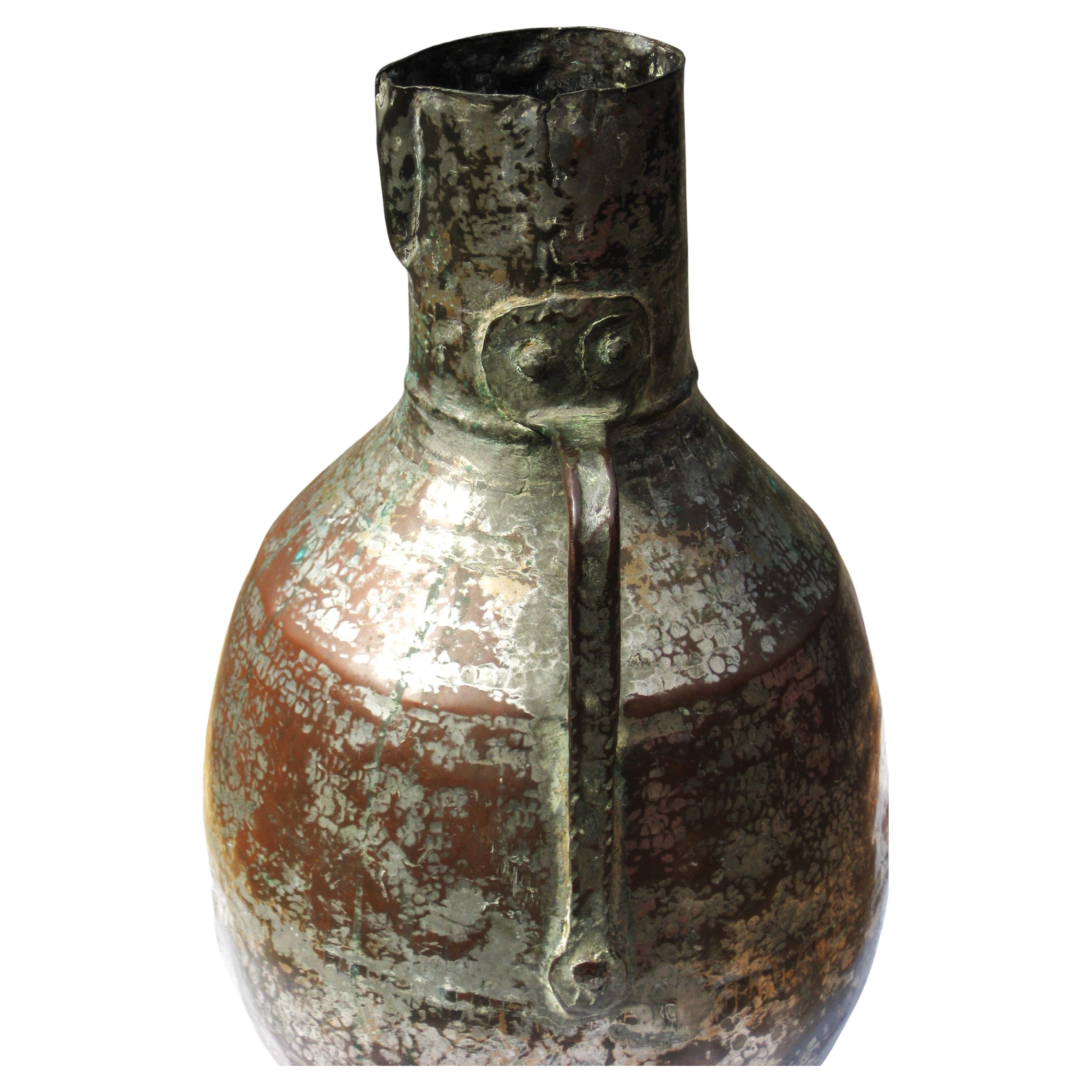 Syrian Antique Middle Eastern Silver Tinned Copper Vessel