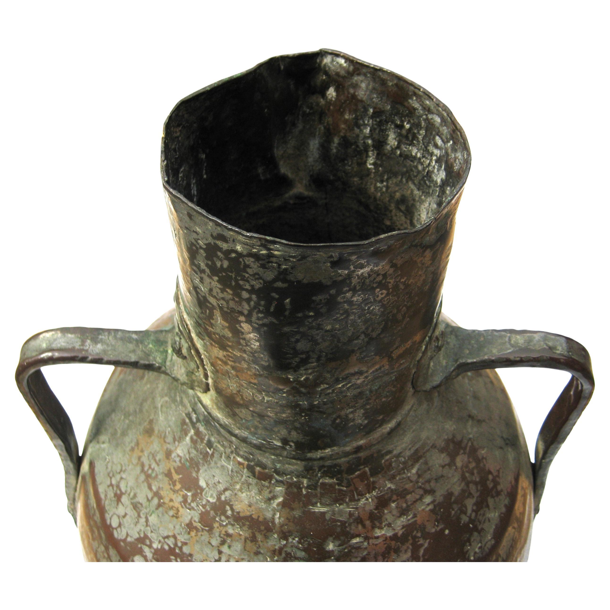 Hammered Antique Middle Eastern Silver Tinned Copper Vessel