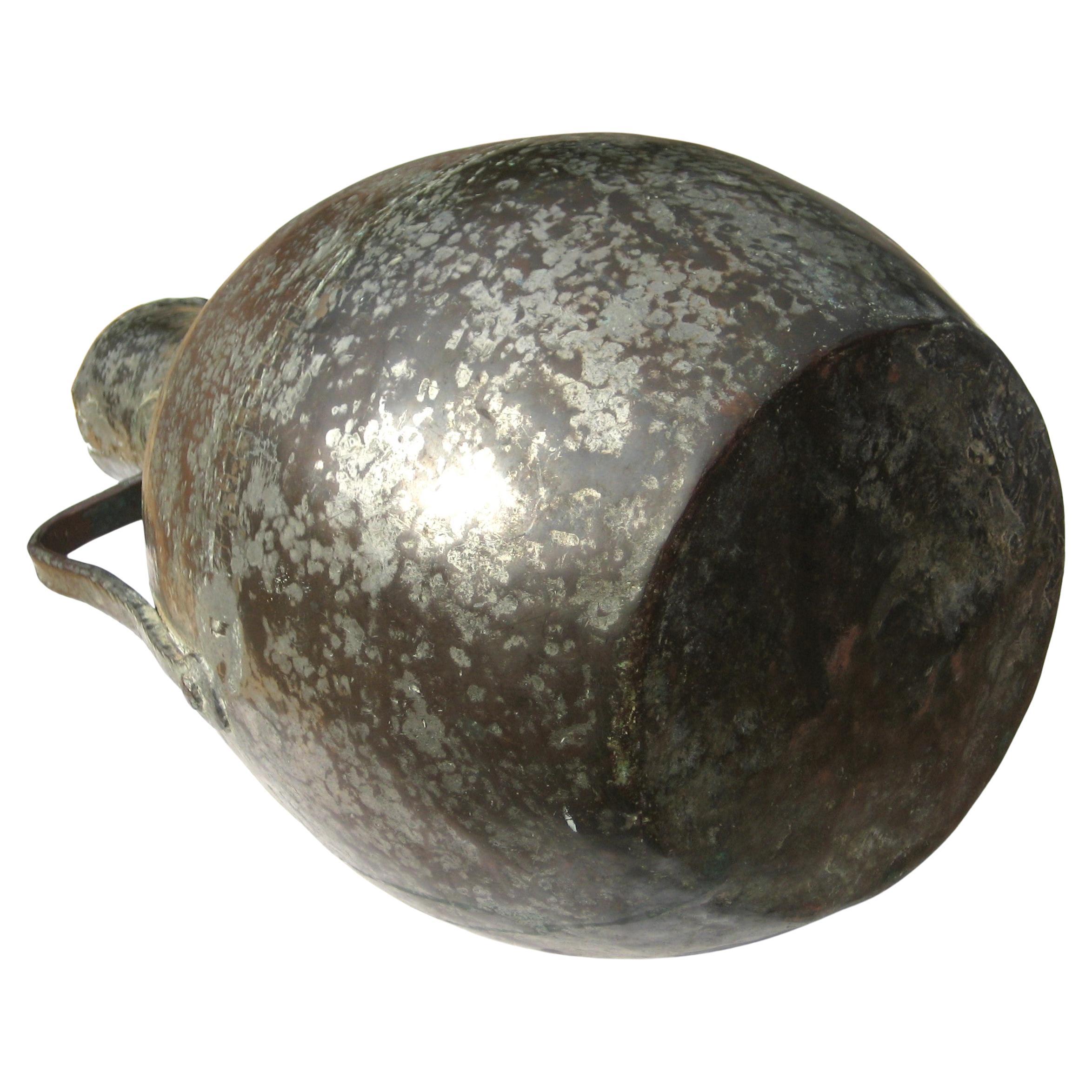 Antique Middle Eastern Silver Tinned Copper Vessel In Good Condition In Rochester, NY
