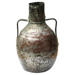 Antico vaso mediorientale in rame stagnato e argento