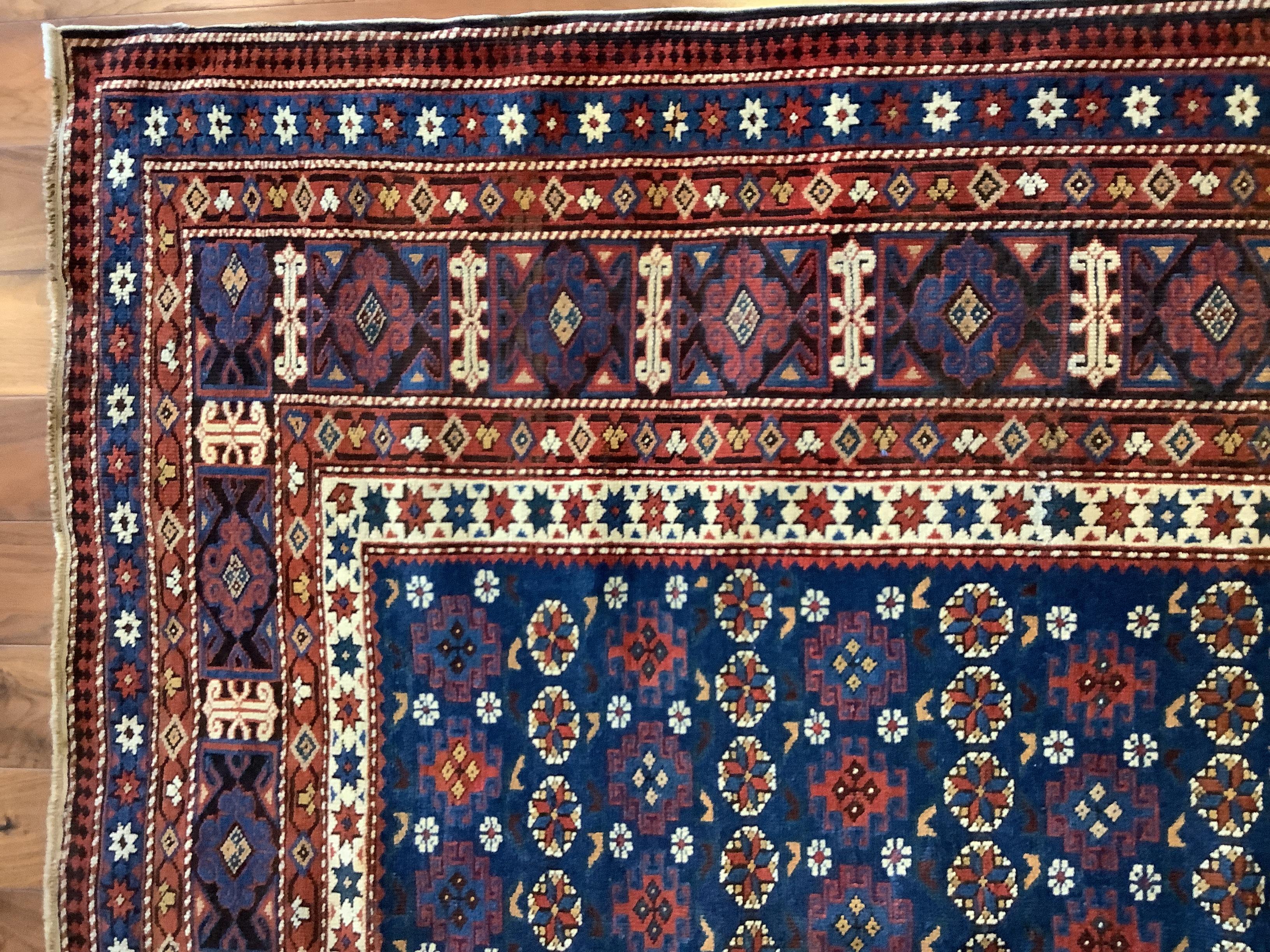 Vegetable Dyed Antique Midnight Blue Kuba Chi Chi Rug  For Sale
