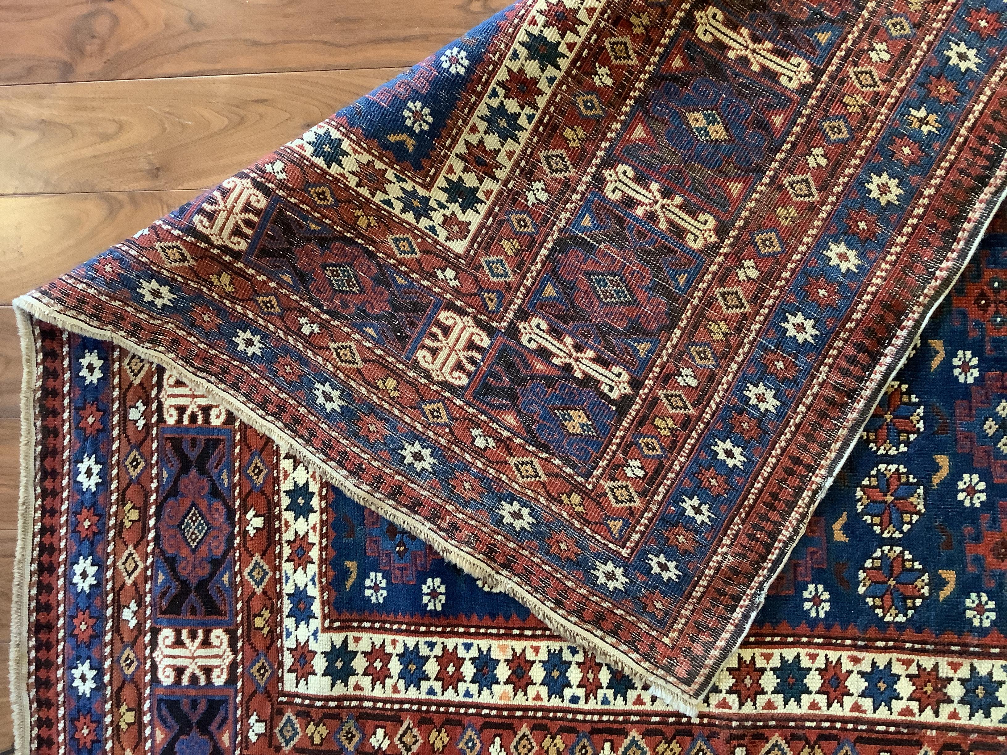 Antique Midnight Blue Kuba Chi Chi Rug  For Sale 2