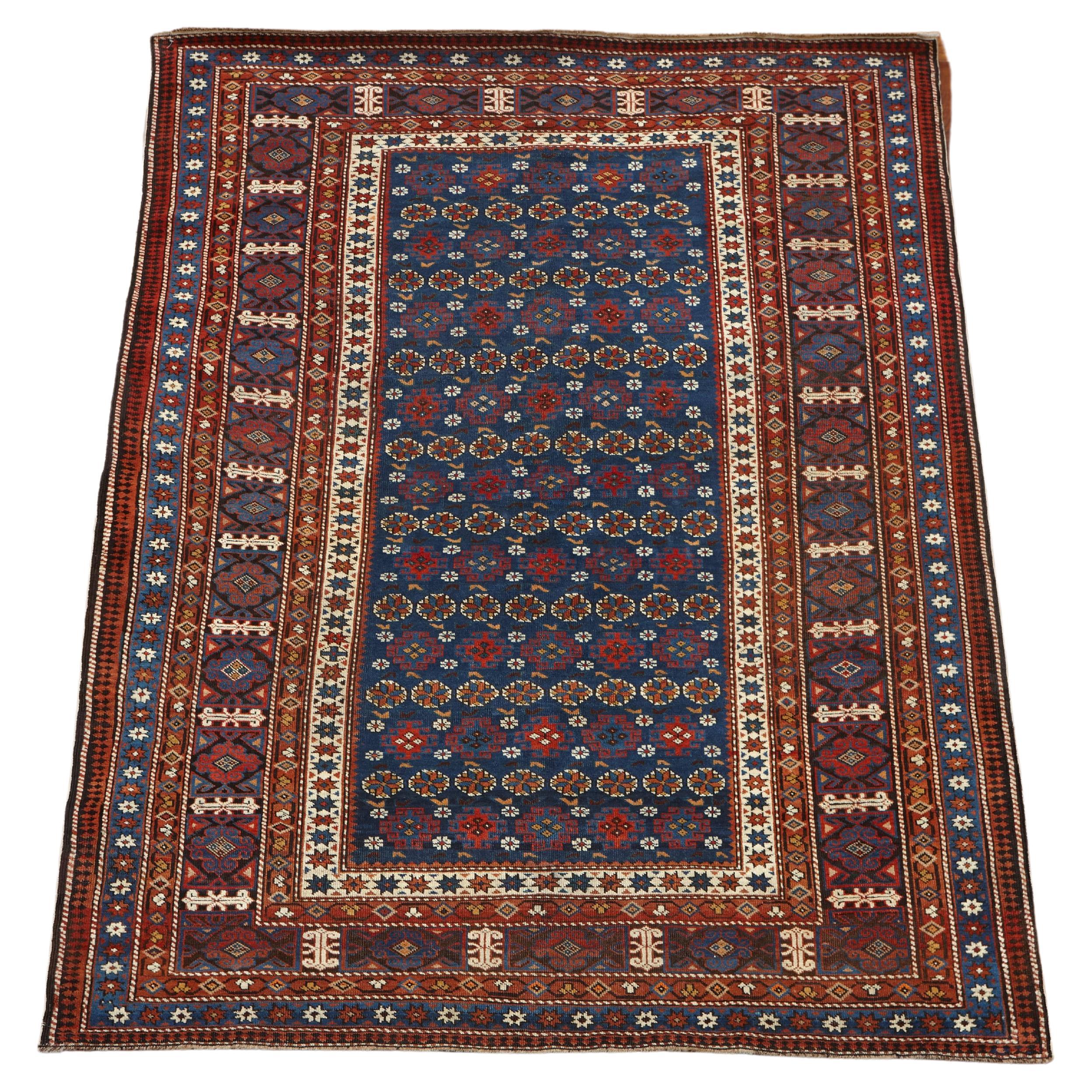 Antique Midnight Blue Kuba Chi Chi Rug  For Sale