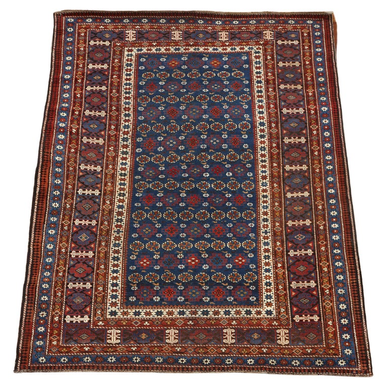 Antique Midnight Blue Kuba Chi Chi Rug For Sale at 1stDibs
