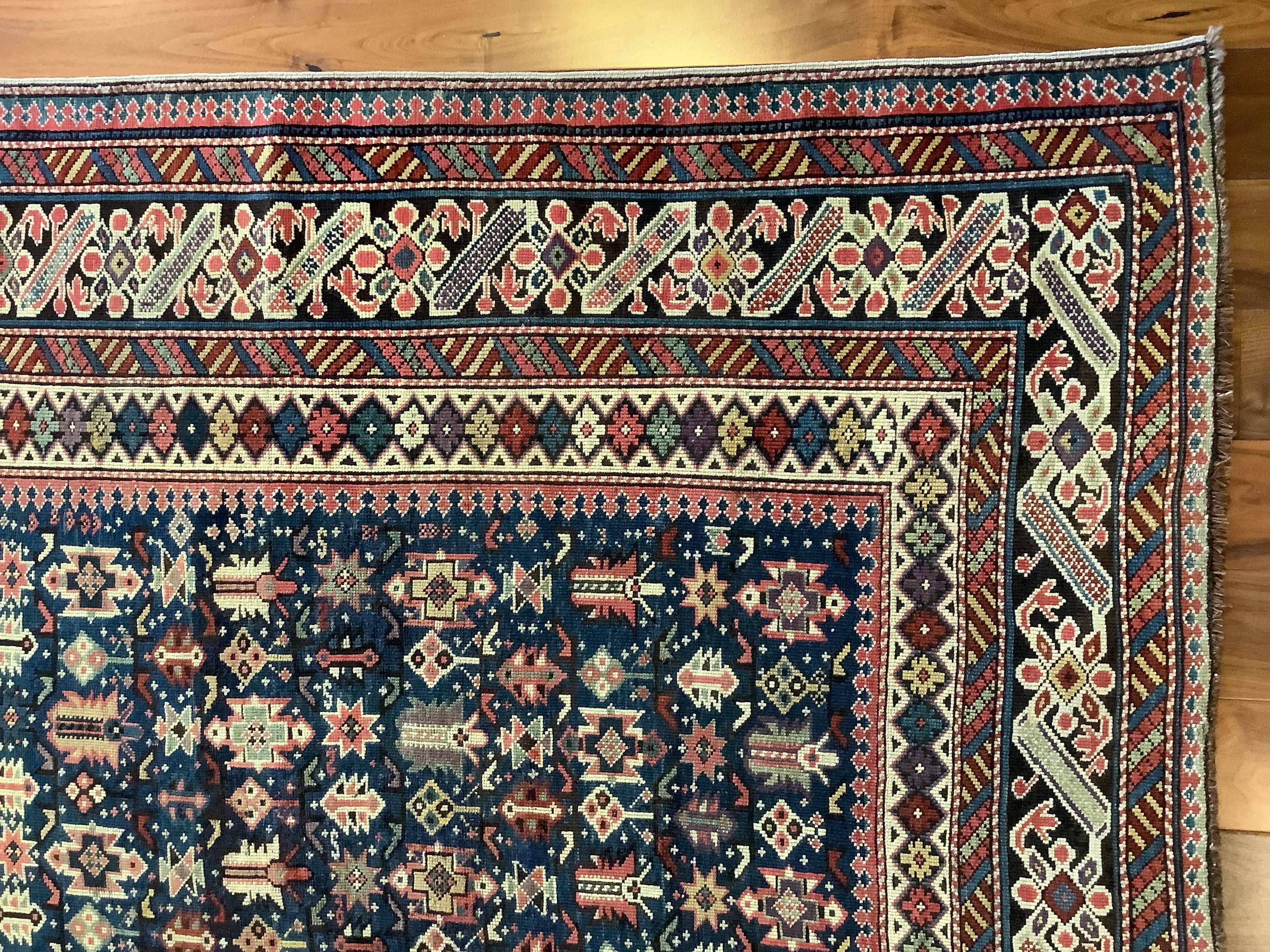 Antique Midnight Green Shirvan Chi Chi Rug In Excellent Condition For Sale In Beirut, LB