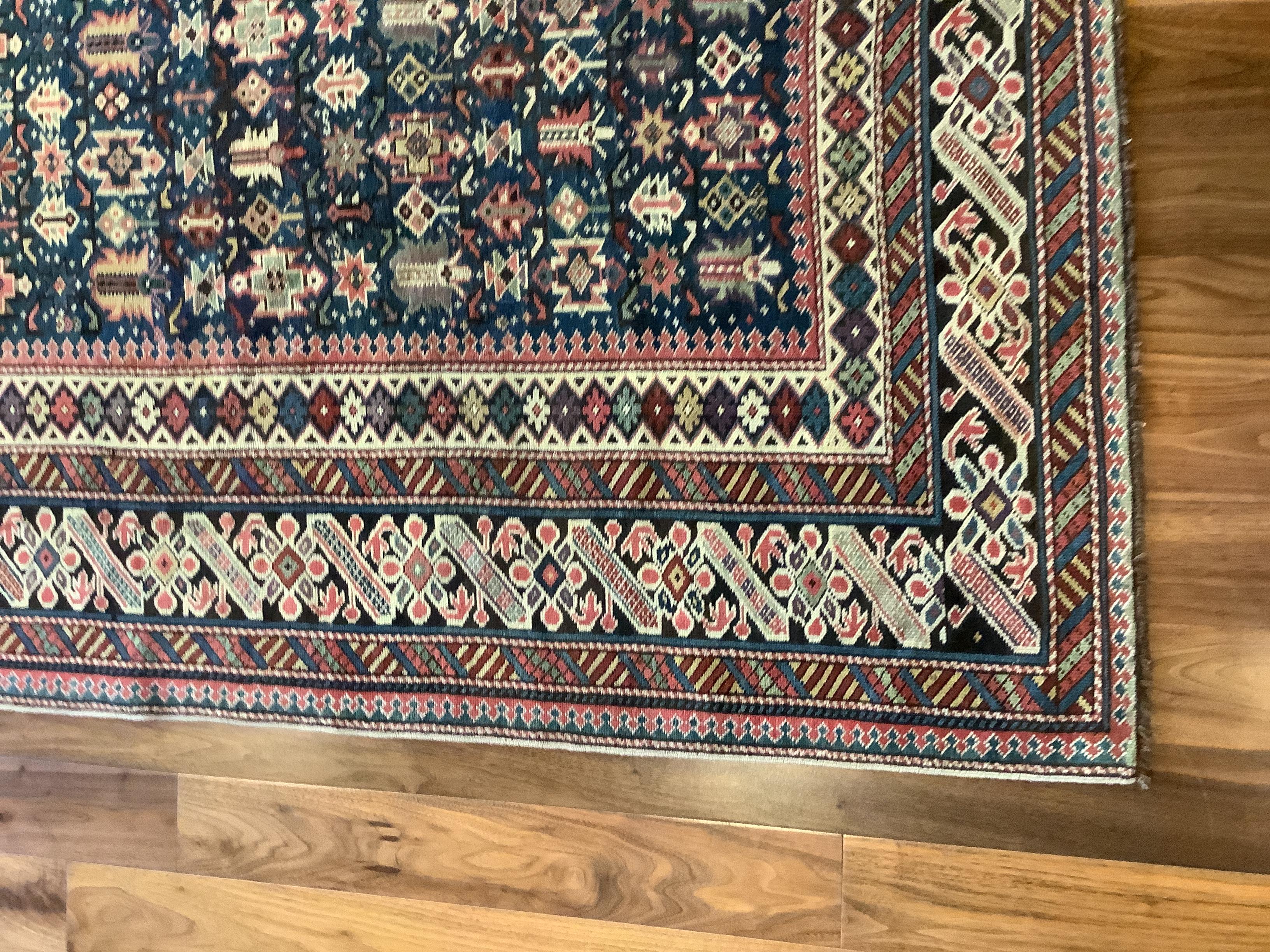 20th Century Antique Midnight Green Shirvan Chi Chi Rug For Sale