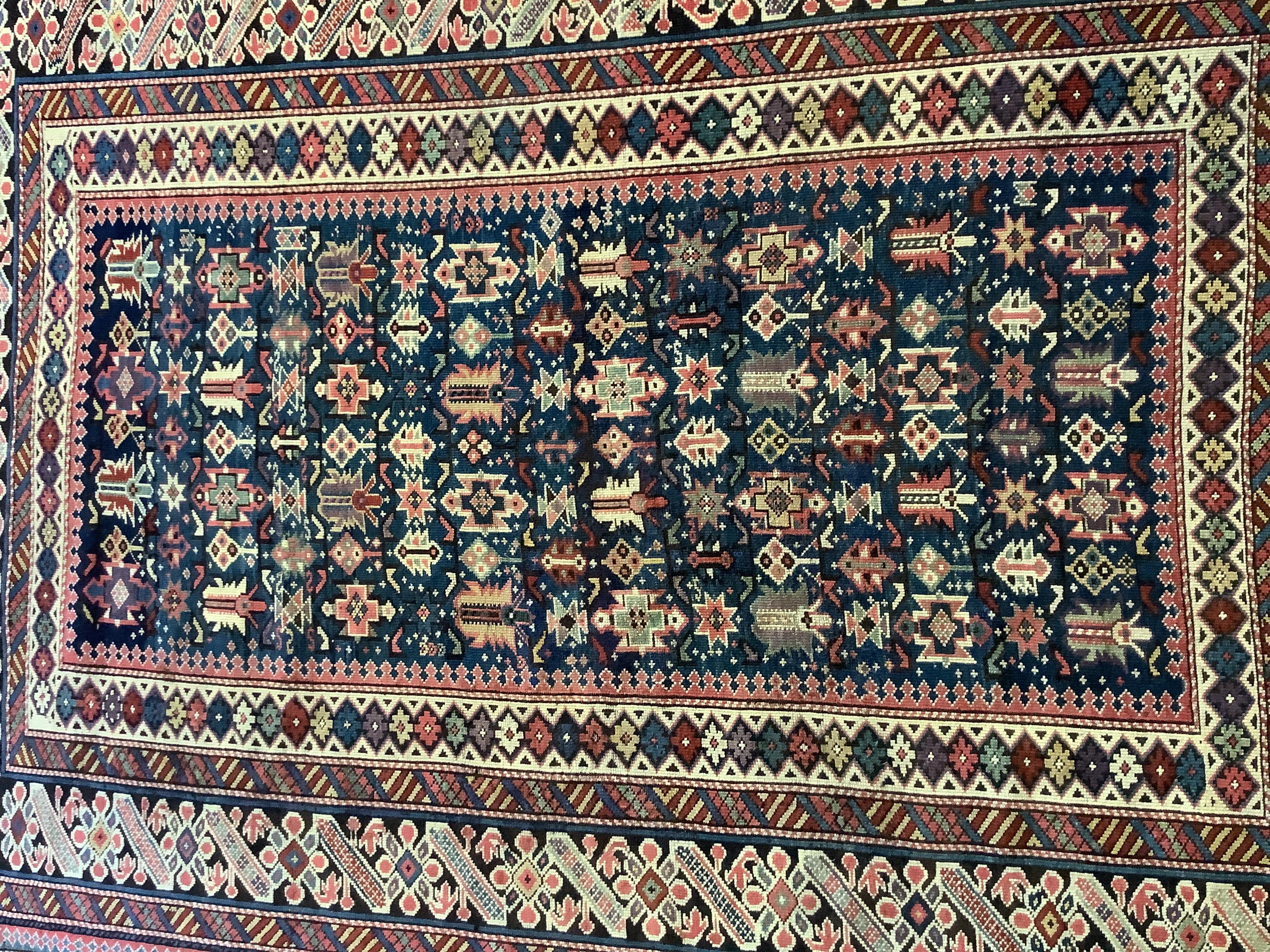 Wool Antique Midnight Green Shirvan Chi Chi Rug For Sale