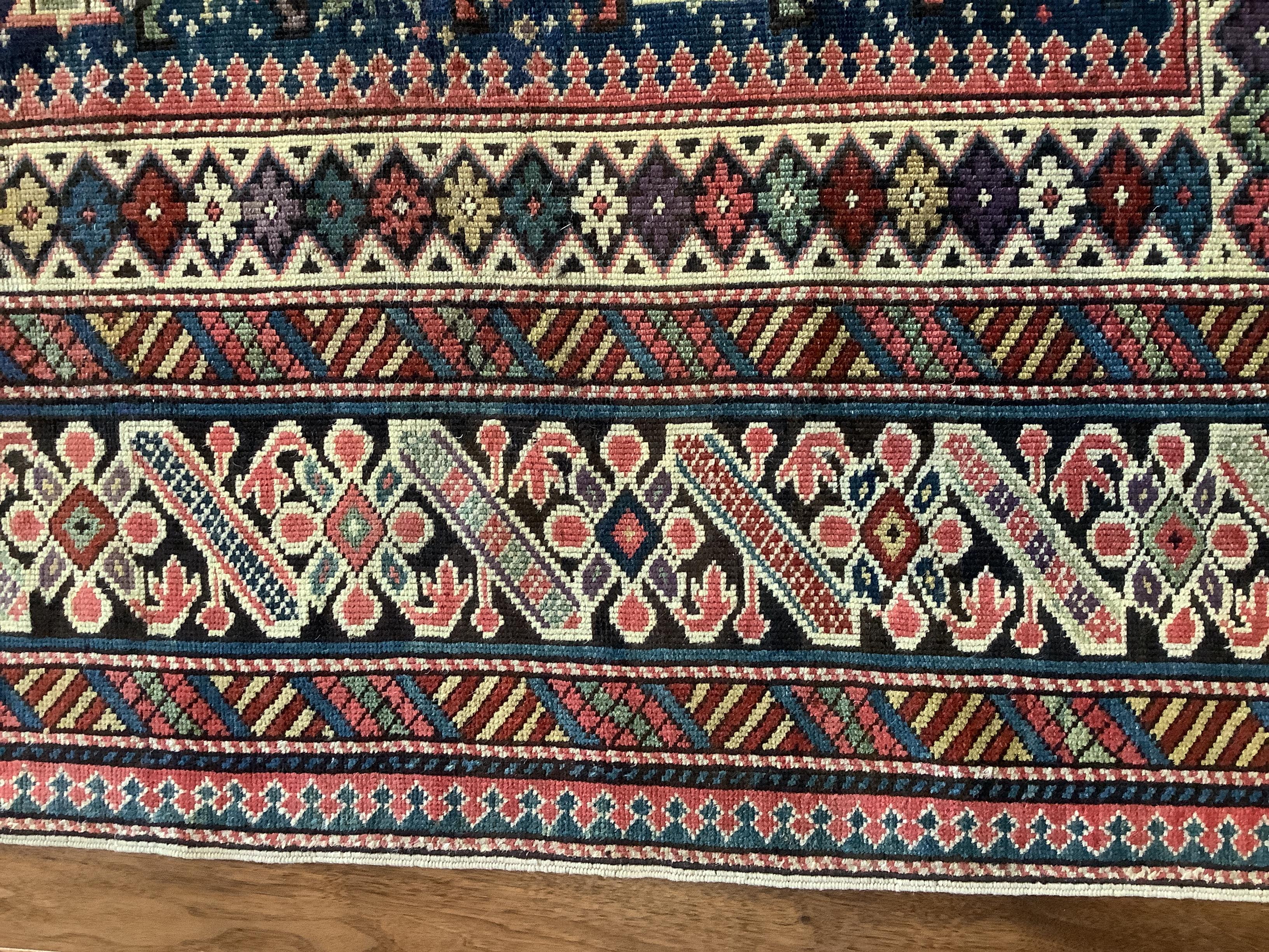 Antique Midnight Green Shirvan Chi Chi Rug For Sale 2